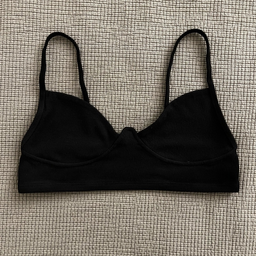 Joah Brown Structured Tank Bra Black FlexRib Size S/M